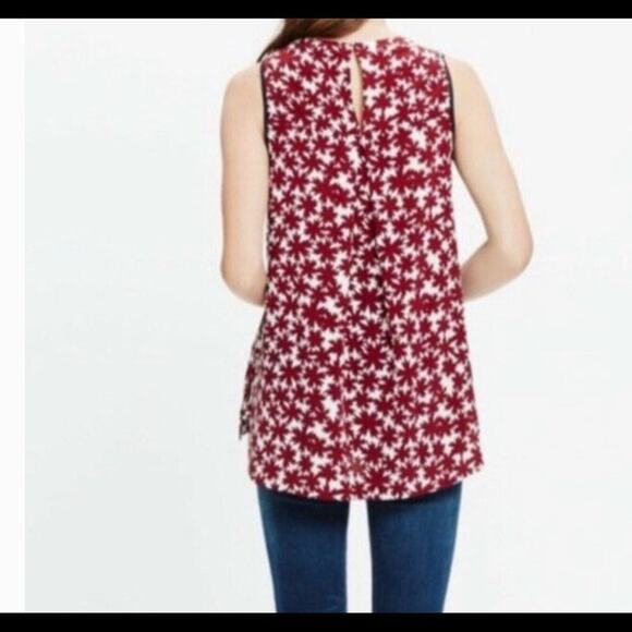 Madewell top/blouse 100% Silk Floral Canal Tank Pressed Flower Sz M Red/blue - Picture 2 of 10
